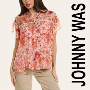 JOHNNY WAS NWT - YOURS TRULY SILK BLOUSEFloral Sheer Silk Blouse Women’s Size S